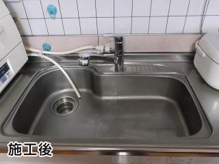 TOTO製　キッチン水洗　TKHG31PBR　＋　分岐水洗 施工後