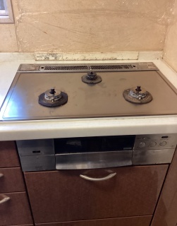ノーリツ　ビルトインコンロ　N3WU2PWASKSTEC-13A-KJ 施工前