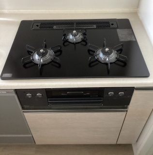 パロマ　ビルトインコンロ　PD-829W-75GZ-13A-KJ 施工後